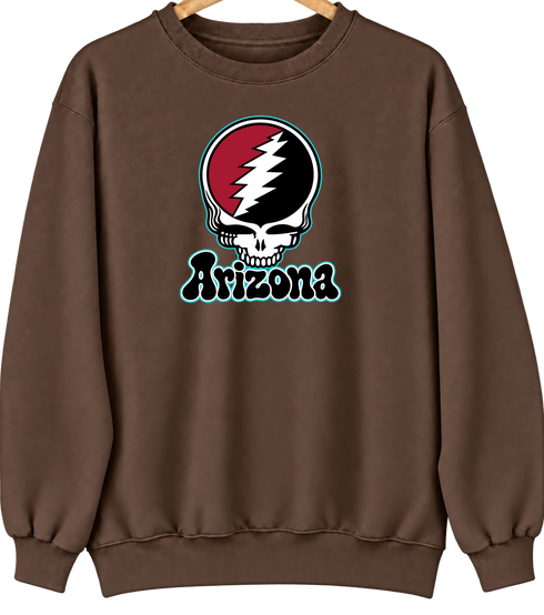 Arizona Baseball Stealie Grateful Dead Crewneck — Arizona Diamondbacks — Brown