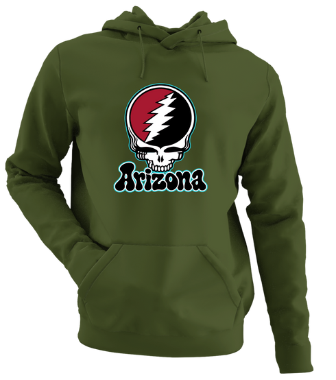 Arizona Baseball Stealie Grateful Dead Hoodie — Arizona Diamondbacks — Military Green