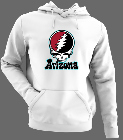 Arizona Baseball Stealie Grateful Dead Hoodie — Arizona Diamondbacks — White/Grey