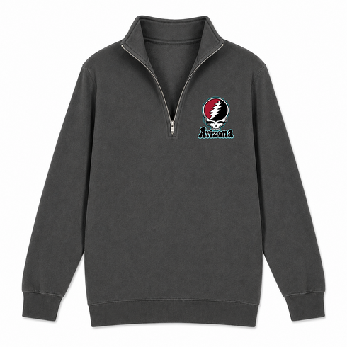Arizona Baseball Stealie Grateful Dead Quarter-Zip — Arizona Diamondbacks — Charcoal