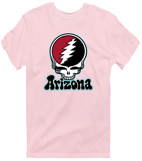 Arizona Baseball Stealie Grateful Dead T-Shirt — Arizona Diamondbacks — Light Pink