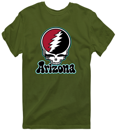 Arizona Baseball Stealie Grateful Dead T-Shirt — Arizona Diamondbacks — Military Green