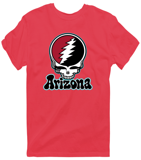 Arizona Baseball Stealie Grateful Dead T-Shirt — Arizona Diamondbacks — Heather Red