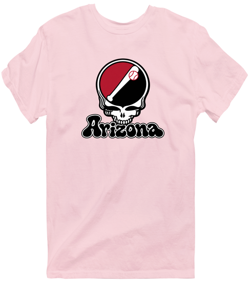 Arizona Baseball Stealie Grateful Dead T-Shirt — Arizona Diamondbacks — Light Pink