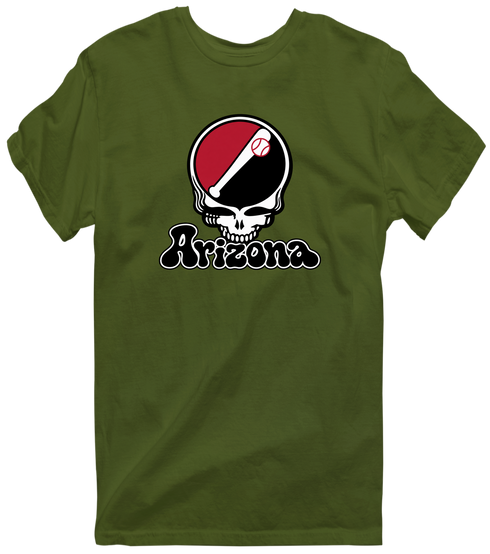 Arizona Baseball Stealie Grateful Dead T-Shirt — Arizona Diamondbacks — Military Green