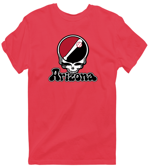 Arizona Baseball Stealie Grateful Dead T-Shirt — Arizona Diamondbacks — Heather Red