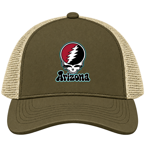 Arizona Baseball Stealie Grateful Dead Trucker Cap — Arizona Diamondbacks — Moss/Khaki