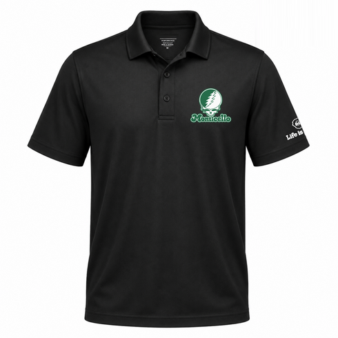 Monticello Stealie Premium Unisex Polo — Design: Arkansas at Monticello University of — Black