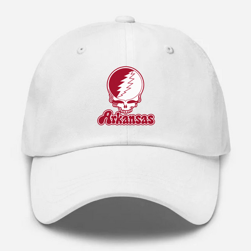Arkansas Stealie Premium Unisex Dad Hat — Design: Arkansas University of — White