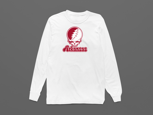 Arkansas Stealie Premium Unisex Long-Sleeve — Design: Arkansas University of — White