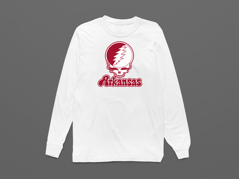 Arkansas Stealie Premium Unisex Long-Sleeve — Design: Arkansas University of — White