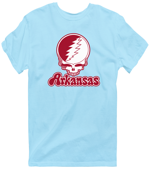 Arkansas Stealie Premium Unisex T-Shirt — Design: Arkansas University of — Light Blue