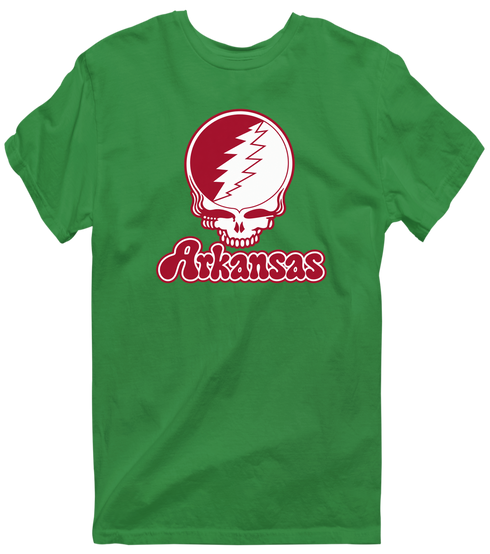 Arkansas Stealie Premium Unisex T-Shirt — Design: Arkansas University of — Irish Green