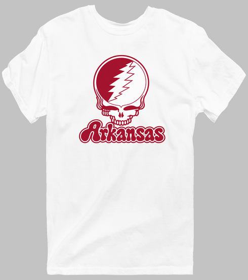 Arkansas Stealie Premium Unisex T-Shirt — Design: Arkansas University of — White