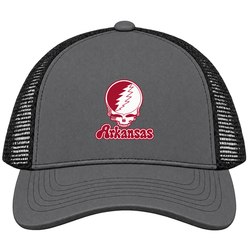Arkansas Stealie Premium Unisex Trucker Cap — Design: Arkansas University of — Charcoal/Black