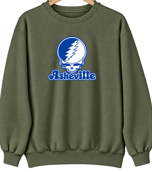 Asheville Stealie Premium Unisex Crewneck — Design: North Carolina Asheville University of — Military Green