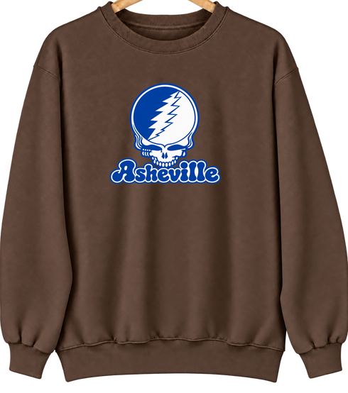 Asheville Stealie Premium Unisex Crewneck — Design: North Carolina Asheville University of — Brown