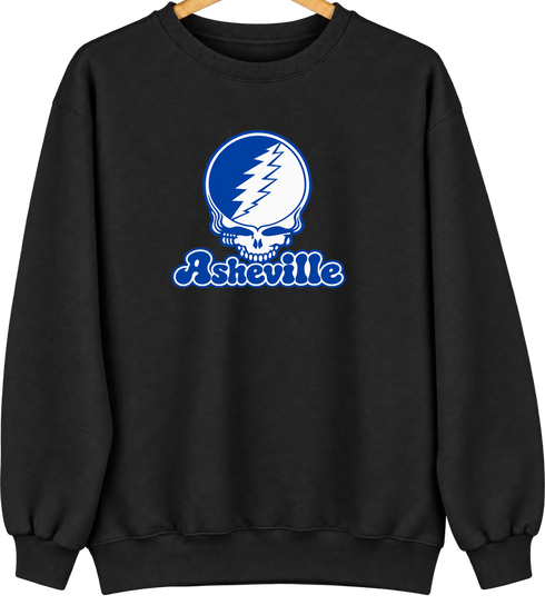 Asheville Stealie Premium Unisex Crewneck — Design: North Carolina Asheville University of — Black