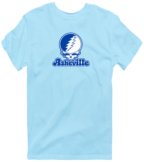 Asheville Stealie Premium Unisex T-Shirt — Design: North Carolina Asheville University of — Light Blue