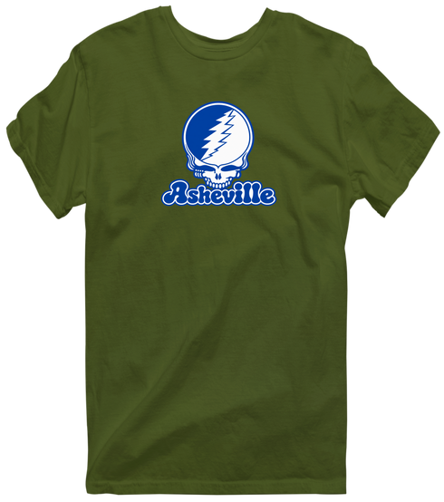 Asheville Stealie Premium Unisex T-Shirt — Design: North Carolina Asheville University of — Military Green