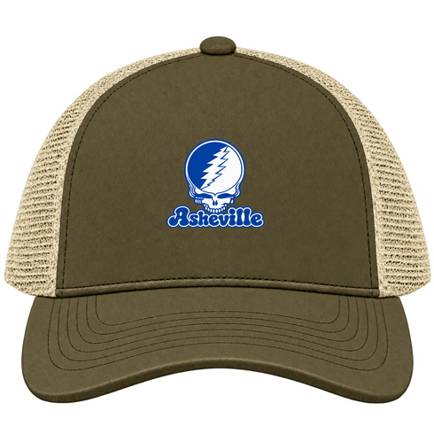 Asheville Stealie Premium Unisex Trucker Cap — Design: North Carolina Asheville University of — Moss/Khaki