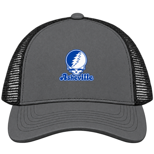 Asheville Stealie Premium Unisex Trucker Cap — Design: North Carolina Asheville University of — Charcoal/Black