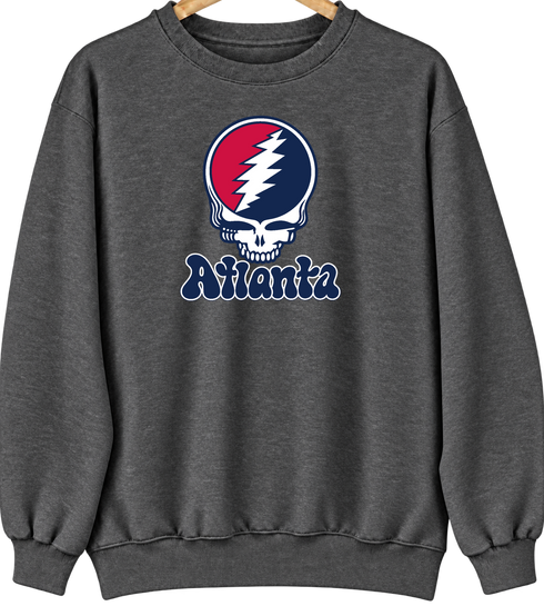 Atlanta Baseball Stealie Grateful Dead Crewneck — Atlanta Braves — Dark Heather