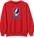 Atlanta Baseball Stealie Grateful Dead Crewneck — Atlanta Braves — Red