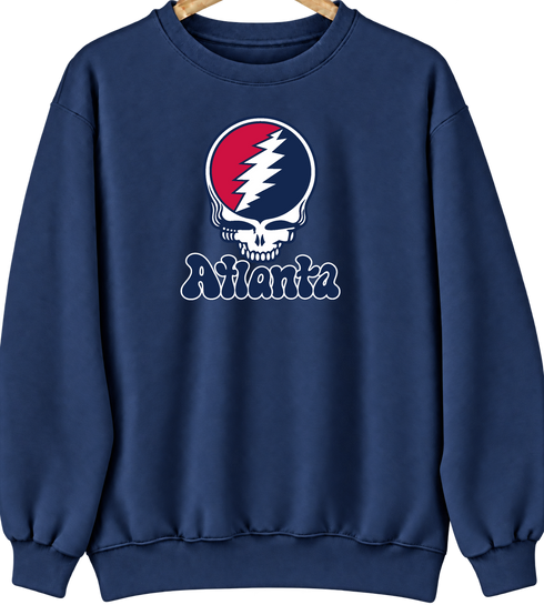 Atlanta Baseball Stealie Grateful Dead Crewneck — Atlanta Braves — Navy