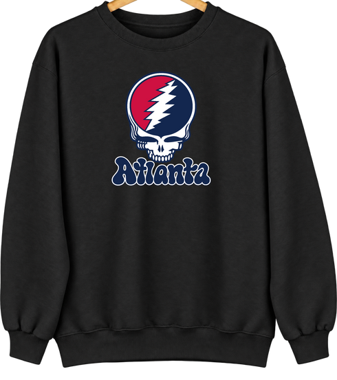 Atlanta Baseball Stealie Grateful Dead Crewneck — Atlanta Braves — Black