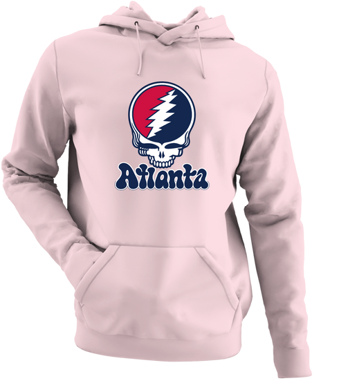 Atlanta Baseball Stealie Grateful Dead Hoodie — Atlanta Braves — Light Pink