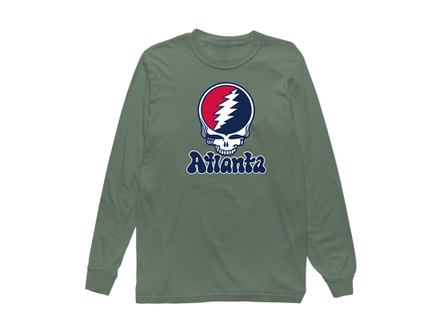 Atlanta Baseball Stealie Grateful Dead Long-Sleeve — Atlanta Braves — Light Green