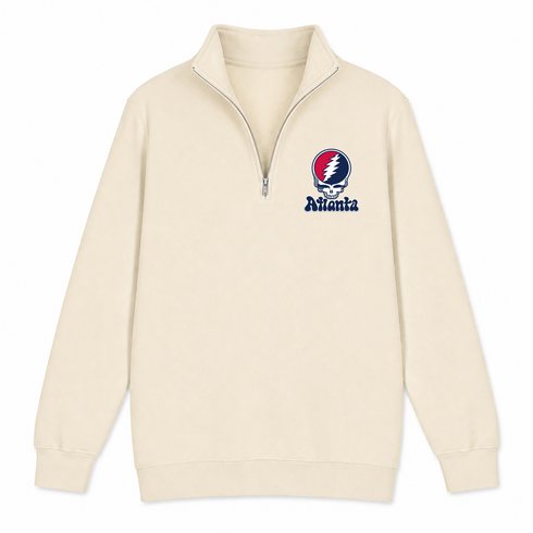 Atlanta Baseball Stealie Grateful Dead Quarter-Zip — Atlanta Braves — Sand