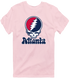 Atlanta Baseball Stealie Grateful Dead T-Shirt — Atlanta Braves — Light Pink