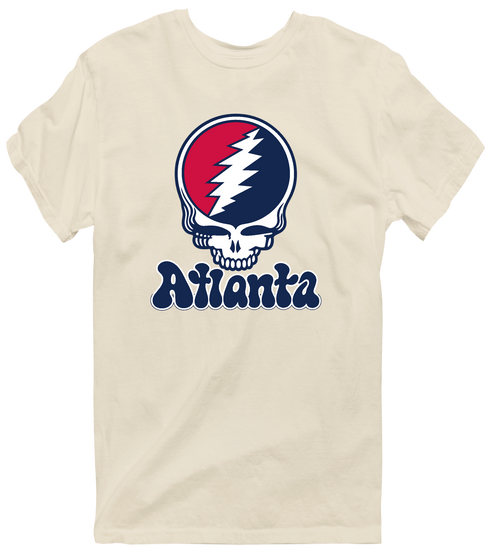 Atlanta Baseball Stealie Grateful Dead T-Shirt — Atlanta Braves — Sand