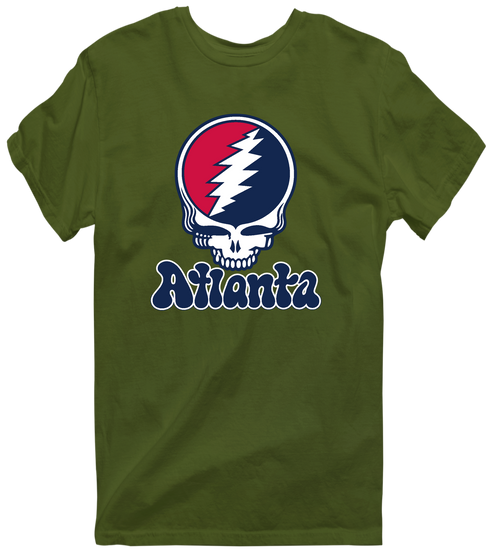 Atlanta Baseball Stealie Grateful Dead T-Shirt — Atlanta Braves — Military Green