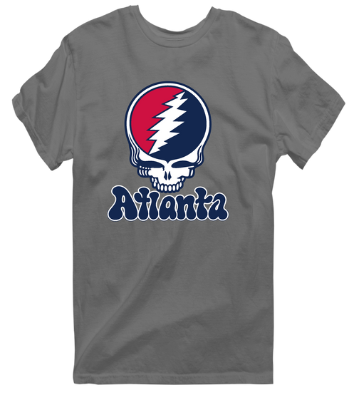 Atlanta Baseball Stealie Grateful Dead T-Shirt — Atlanta Braves — Charcoal