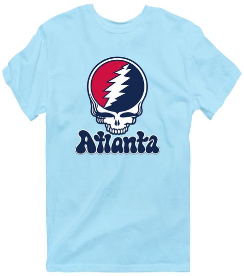 Atlanta Baseball Stealie Grateful Dead T-Shirt — Atlanta Braves — Light Blue