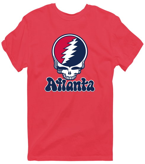 Atlanta Baseball Stealie Grateful Dead T-Shirt — Atlanta Braves — Heather Red