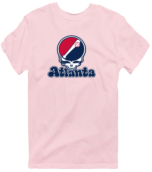 Atlanta Baseball Stealie Grateful Dead T-Shirt — Atlanta Braves — Light Pink