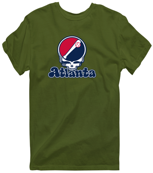 Atlanta Baseball Stealie Grateful Dead T-Shirt — Atlanta Braves — Military Green
