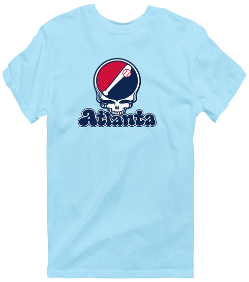 Atlanta Baseball Stealie Grateful Dead T-Shirt — Atlanta Braves — Light Blue
