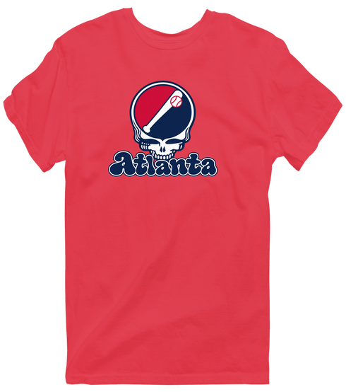 Atlanta Baseball Stealie Grateful Dead T-Shirt — Atlanta Braves — Heather Red