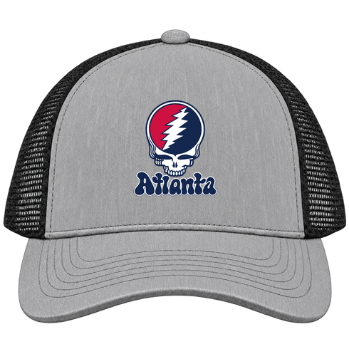 Atlanta Baseball Stealie Grateful Dead Trucker Cap — Atlanta Braves — Heather Grey/Black