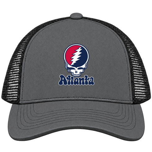 Atlanta Baseball Stealie Grateful Dead Trucker Cap — Atlanta Braves — Charcoal/Black