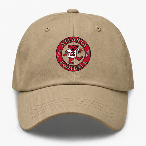 Atlanta Football Dancing Bear Premium Dad Hat — Atlanta Falcons — Khaki