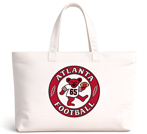 Atlanta Football Dancing Bear Premium Tote Bag — Atlanta Falcons — White