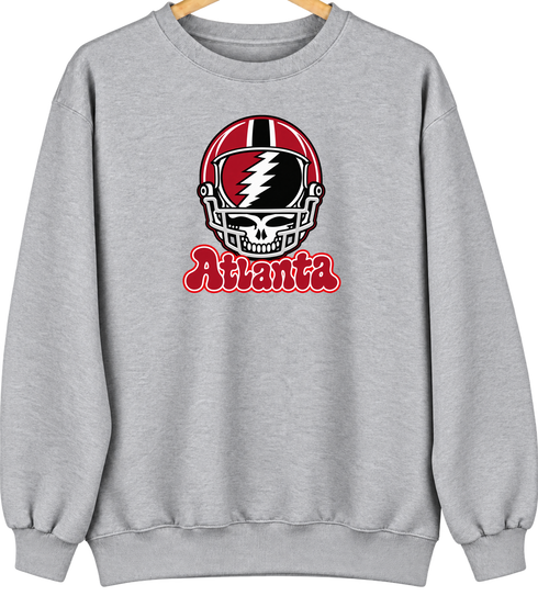 Atlanta Helmet Stealie Premium Unisex Crewneck — Atlanta Falcons — Sport Grey