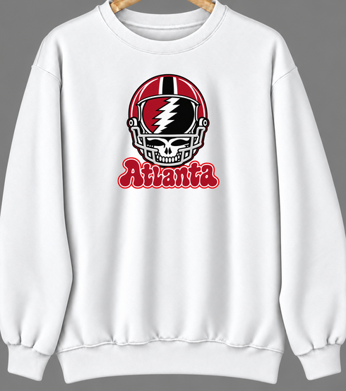 Atlanta Helmet Stealie Premium Unisex Crewneck — Atlanta Falcons — White