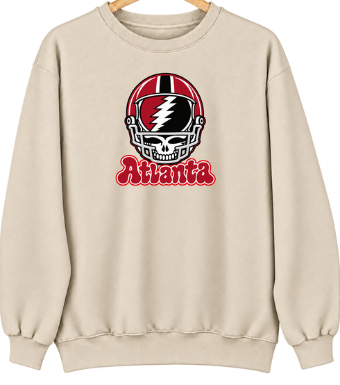 Atlanta Helmet Stealie Premium Unisex Crewneck — Atlanta Falcons — Sand